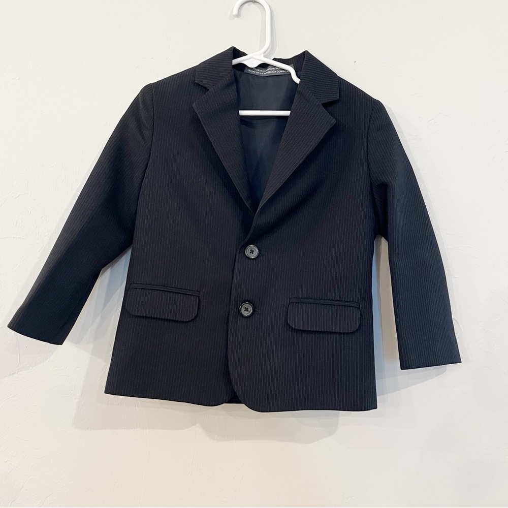 Perry Ellis Portfolio Navy Blue Striped Toddler Boy Suit Jacket Blazer Size 4T